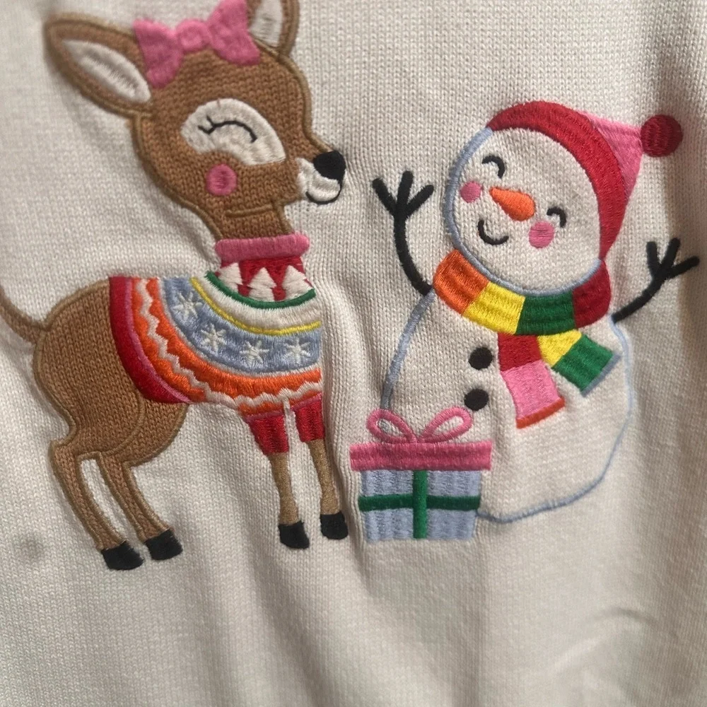 Gymboree Cream Sweater with‎ Reindeer and Snowman